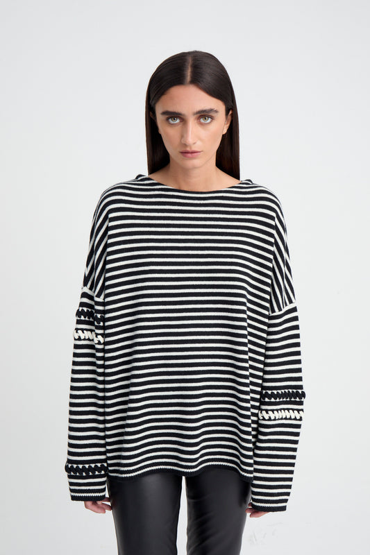 Pampa Cashmere sweater Black and White